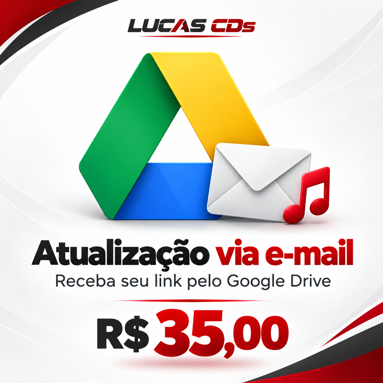 Atualização via e-mail com link pelo Google Drive, R$ 35,00