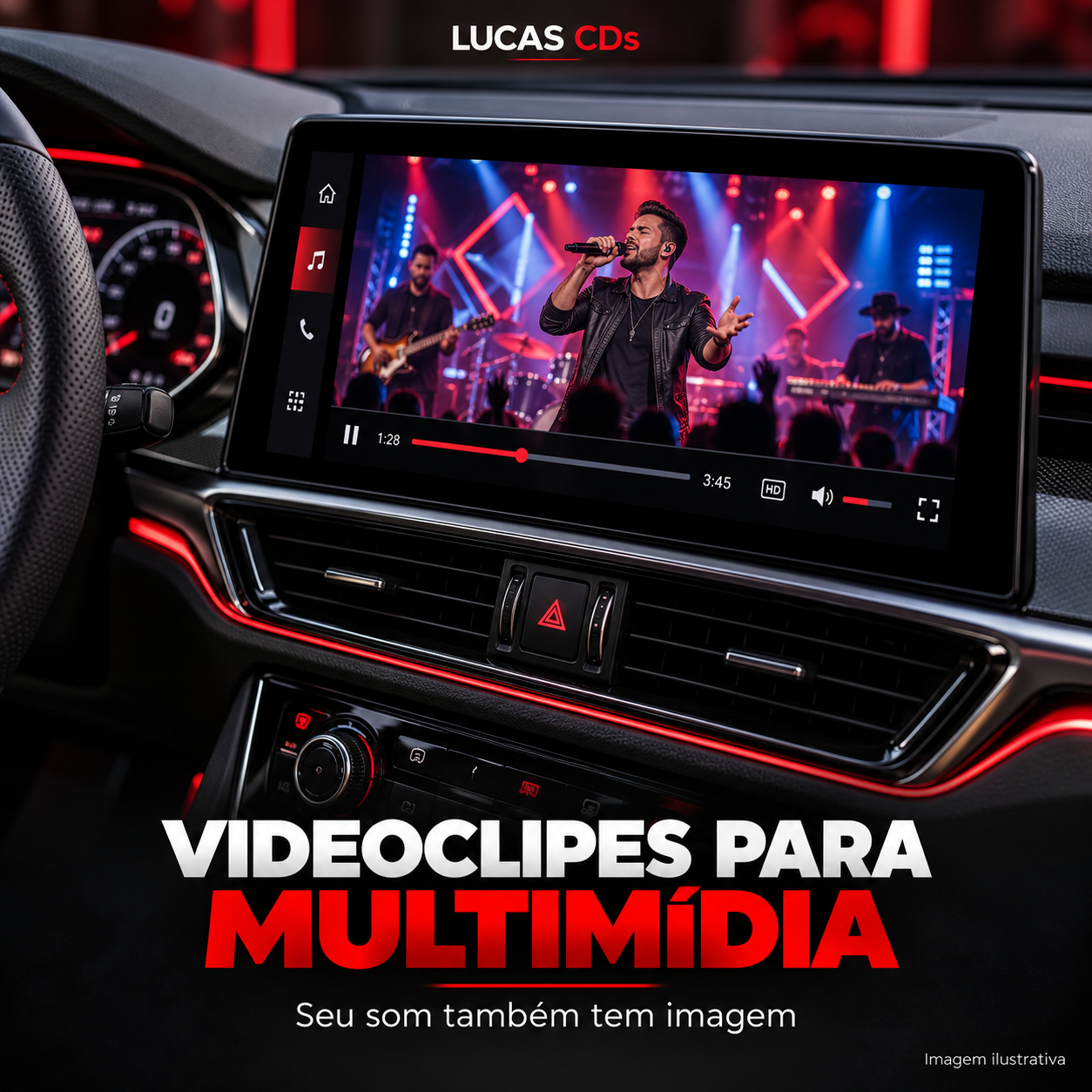 Videoclipes para multimídia de carro, enviados por e-mail
